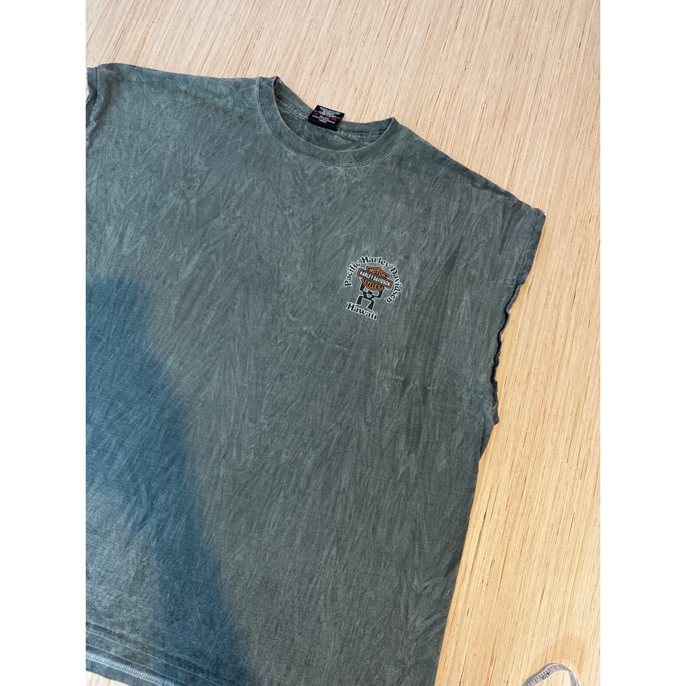 Vintage 1998 Harley Davidson Hawaii Muscle Tee Shirt XL Faded Black 38